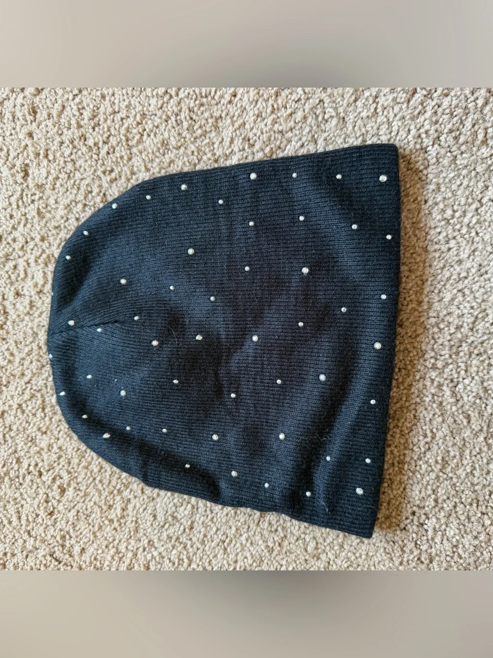 Black Beanie with Scattered Stud Embellishments